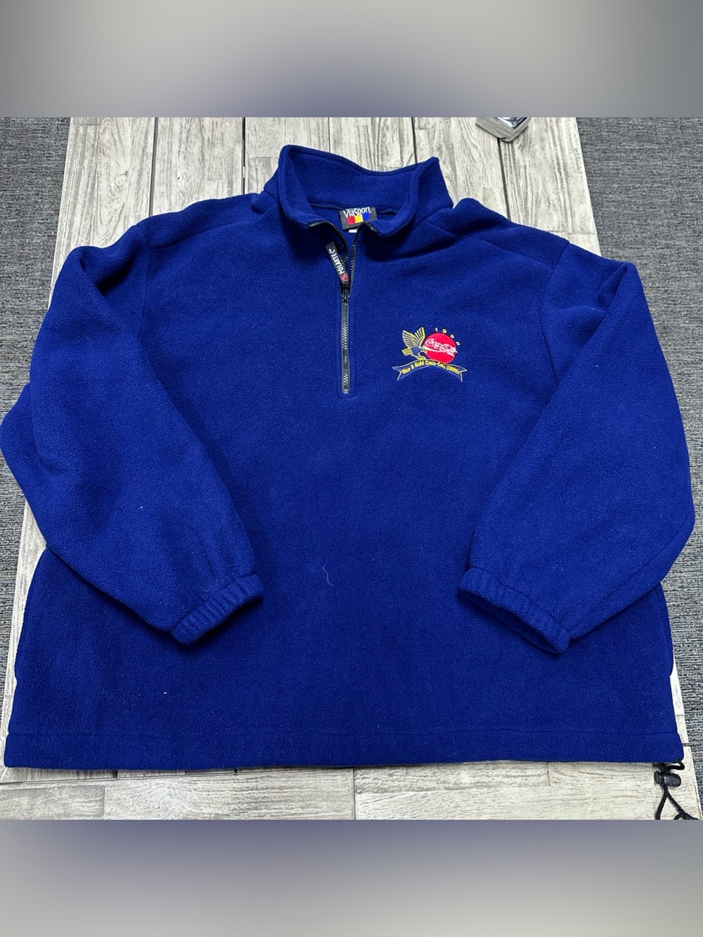 VTG 1998 Hartwell Viasport Polartec CocaCola Fleece 2XL Blue Adjustable Made USA